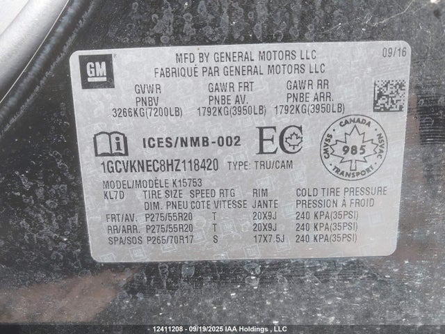 1GCVKNEC8HZ118420 Chevrolet l83 - sidi: spark ignited direct injection, vvt: variable valve timing, afm, e85 max, alum