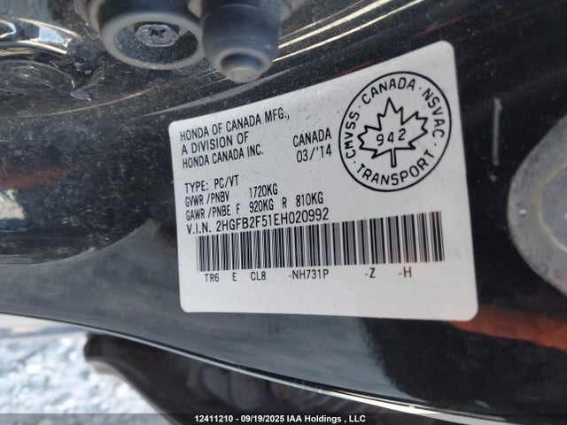 2HGFB2F51EH020992 Honda r18z1