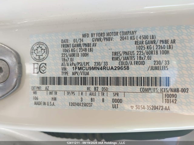 Ford dragon gtdi 2024 1FMCU9MN4RUA29658 Image 9