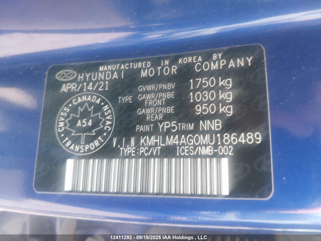KMHLM4AG0MU186489 Hyundai mpi nu pe