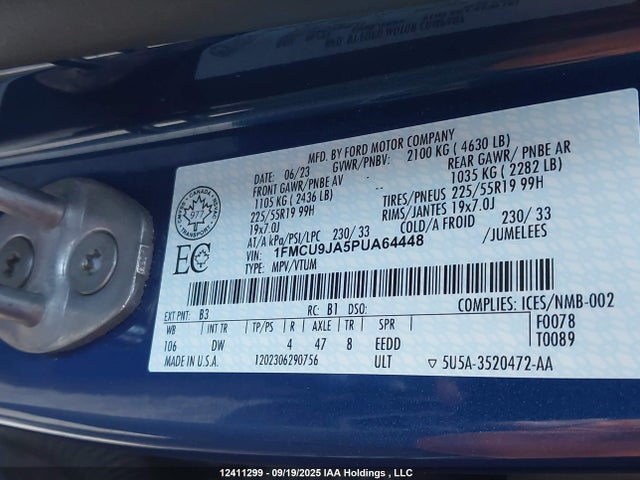 1FMCU9JA5PUA64448 Ford Escape Platinum