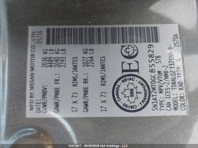Nissan Rogue 2016 5N1AT2MT0GC855829 Image 9