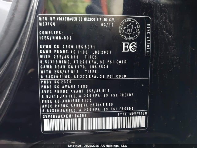 Volkswagen Tiguan 2019 3VV4B7AXXKM114492 Image 19