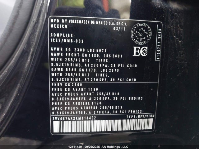 Volkswagen Tiguan 2019 3VV4B7AXXKM114492 Image 9
