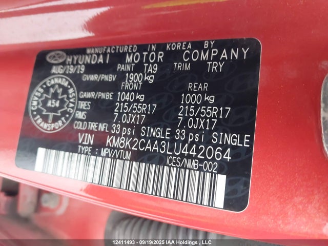 Aukcja sprzedaży 2020 Hyundai Kona Sel, vin: KM8K2CAA3LU442064, numer aukcji: 12411493