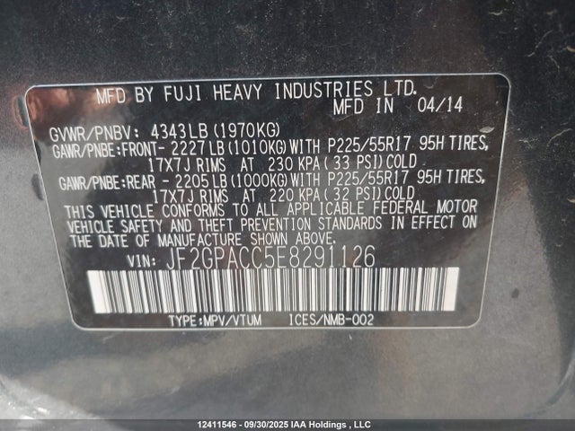 Subaru 2.0l na 2014 JF2GPACC5E8291126 Image 19