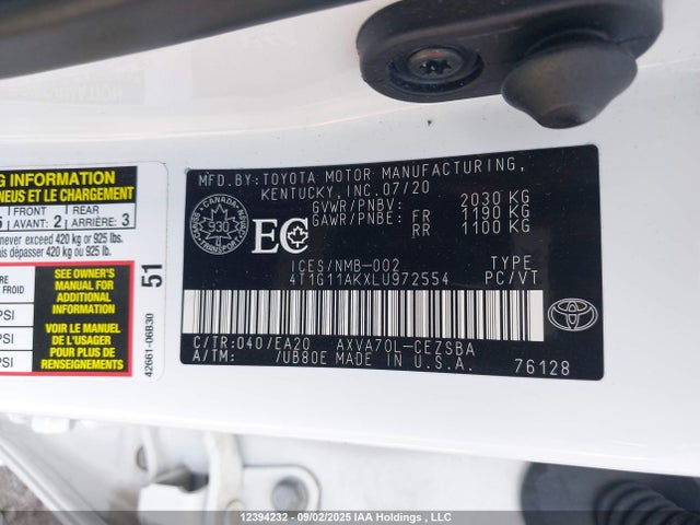 4T1G11AKXLU972554 Toyota a25a-fks