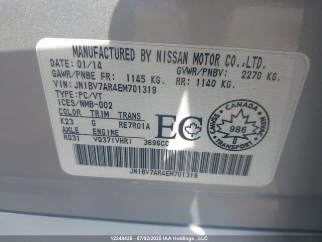 JN1BV7AR4EM701319 Infiniti Q50