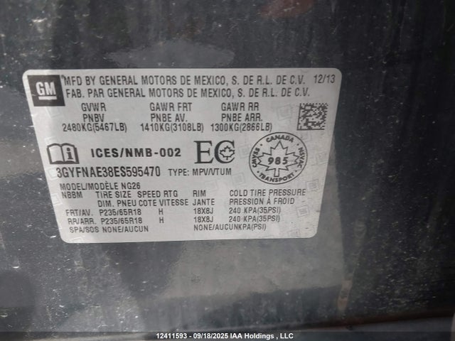 Cadillac lfx - vvt, e85 max, aluminum 2014 3GYFNAE38ES595470 Image 9