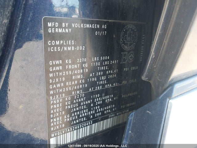 WVGLV7AX2HK026453 Volkswagen Tiguan