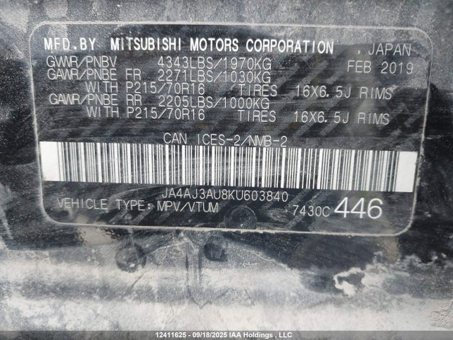 JA4AJ3AU8KU603840 Mitsubishi mivec