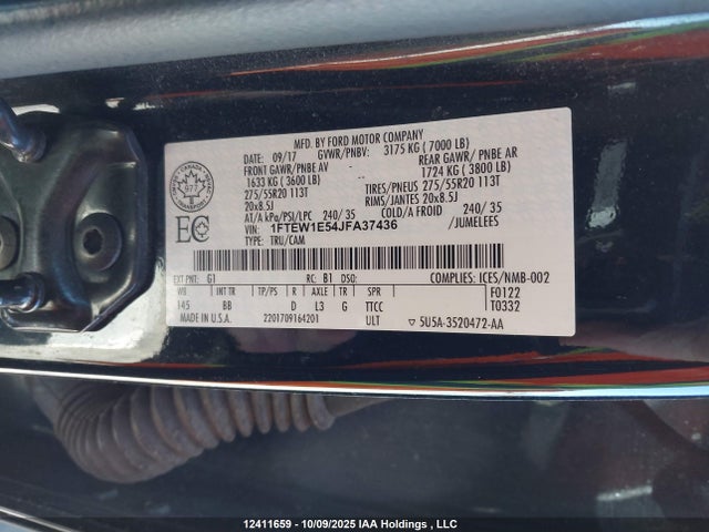 Ford 5.0l 4v 2018 1FTEW1E54JFA37436 Image 9
