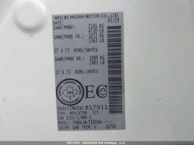 Nissan 2019 2019 5N1AT2MV1KC817911 Image 19