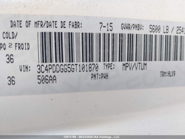3C4PDDGG5GT101870 Dodge Journey