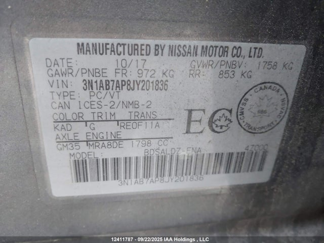 Nissan Sentra 2018 3N1AB7AP8JY201836 Image 9