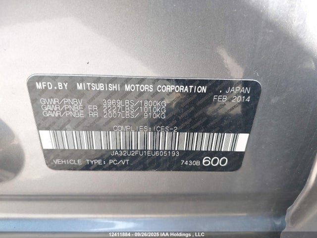 Mitsubishi dohc mivec 2014 JA32U2FU1EU605193 Image 9