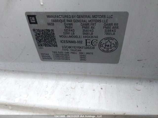 1GC4KYEY6KF100239 Chevrolet Silverado 3500hd High Country