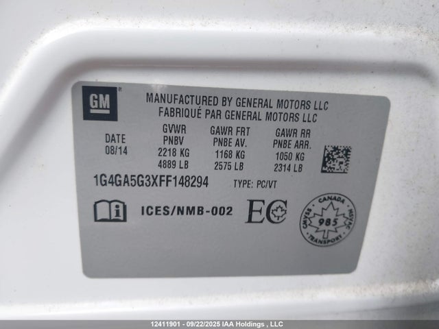 Buick lfx 2015 1G4GA5G3XFF148294 Image 9