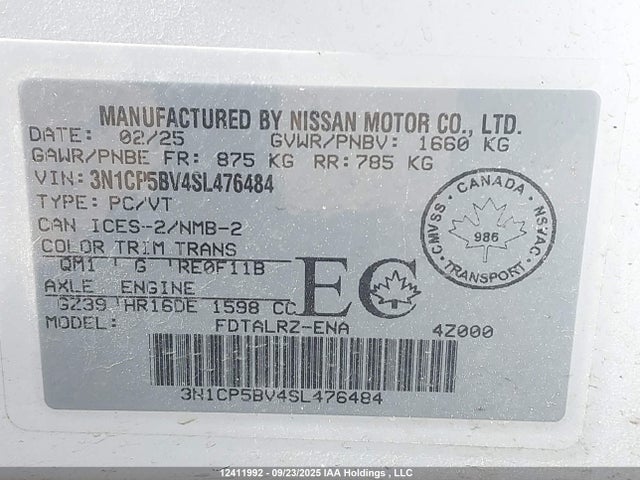Nissan 2025 2025 3N1CP5BV4SL476484 Image 9
