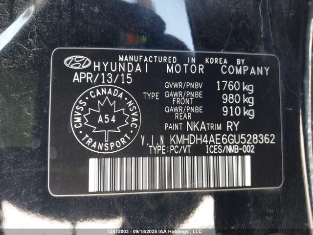 Hyundai dohc mpi nu 2016 KMHDH4AE6GU528362 Image 9