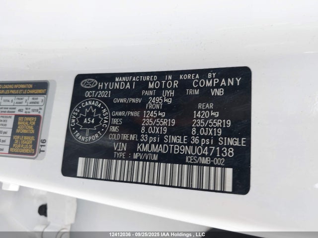 Genesis t-gdi theta iii 2022 KMUMADTB9NU047138 Image 9