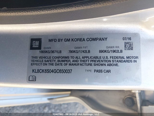 KL8CK6S04GC650037 Chevrolet eno - engine none