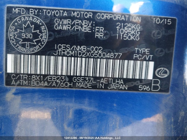Lexus 2gr-fse 2016 JTHCM1D2XG5004877 Image 18