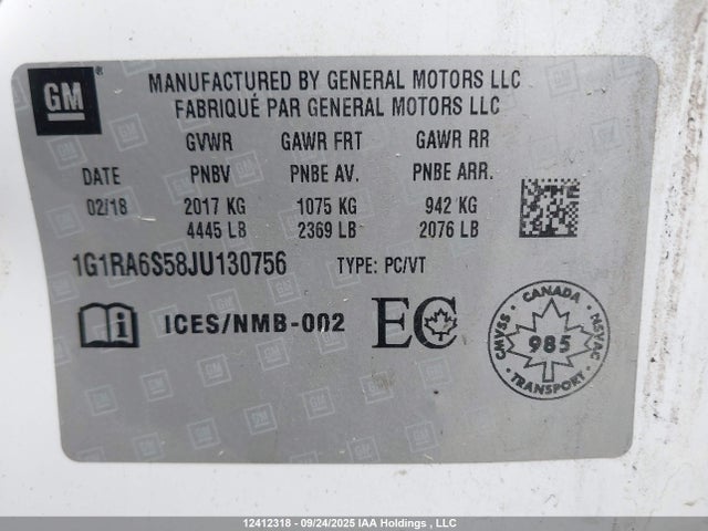 1G1RA6S58JU130756 Chevrolet l3a - direct injection, variable valve timing, hybrid, gen 1