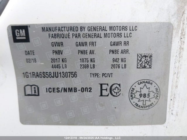 1G1RA6S58JU130756 Chevrolet l3a - direct injection, variable valve timing, hybrid, gen 1