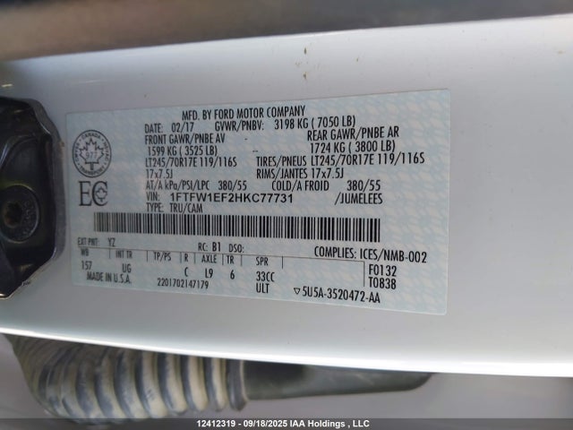 Ford 5.0l-4v 2017 1FTFW1EF2HKC77731 Image 18