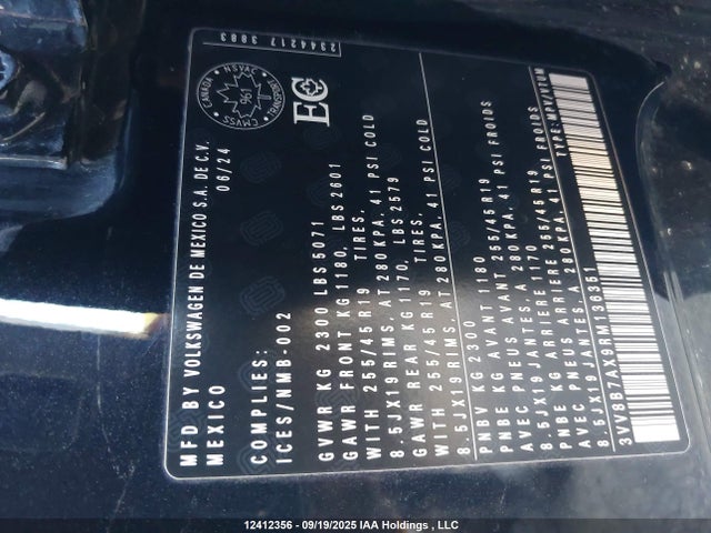 3VV8B7AX9RM136351 Volkswagen tsi