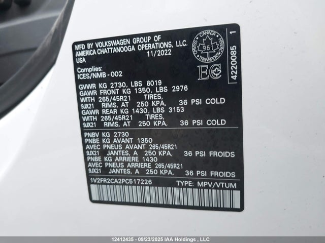 Volkswagen 3.6 fsi 2023 1V2FR2CA2PC517226 Image 9