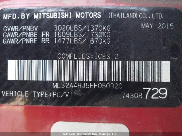 ML32A4HJ5FH050920 Mitsubishi Mirage