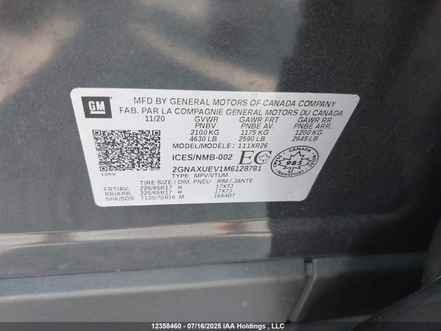 Chevrolet lyx 2021 2GNAXUEV1M6128781 Image 9