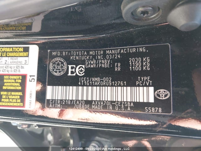 4T1G11AK0RU912761 Toyota a25a-fks