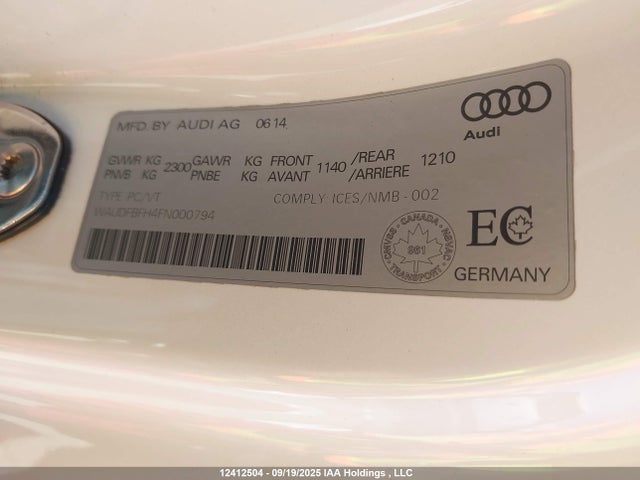 Продаж на аукціоні авто 2015 Audi A5 2.0t Progressiv, vin: WAUDFBFH4FN000794, номер лоту: 12412504