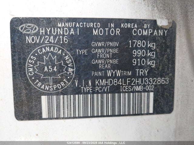 Hyundai Elantra 2017 KMHD84LF2HU332863 Image 19