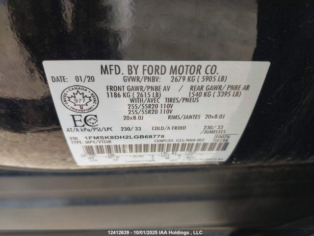 Ford 2020 2020 1FMSK8DH2LGB68778 Image 9