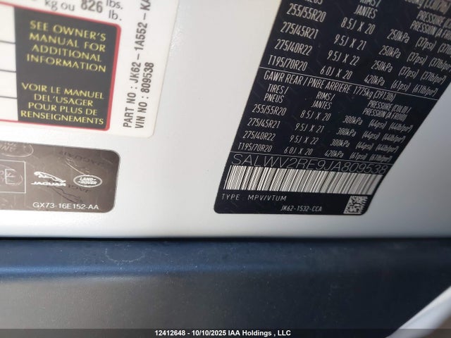 SALWV2RE9JA809538 Land Rover aj133 s/c