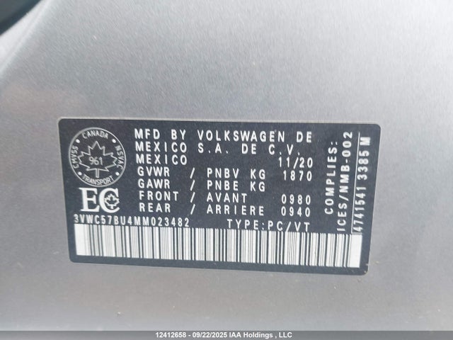 3VWC57BU4MM023482 Volkswagen tsi