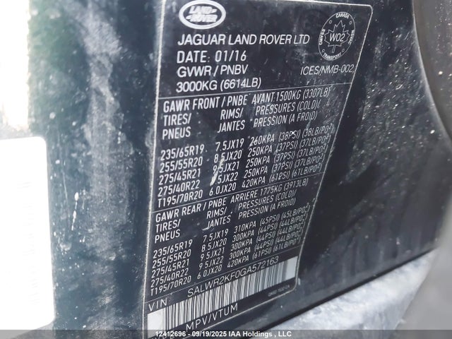 SALWR2KF0GA572163 Land Rover td6 lev3 lev160