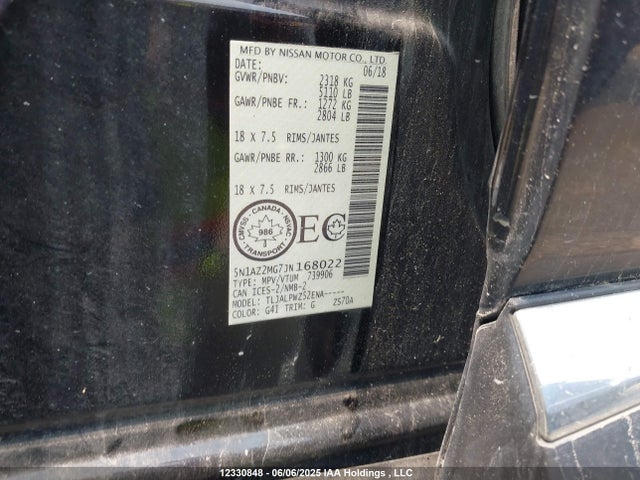 5N1AZ2MG7JN168022 Nissan Murano