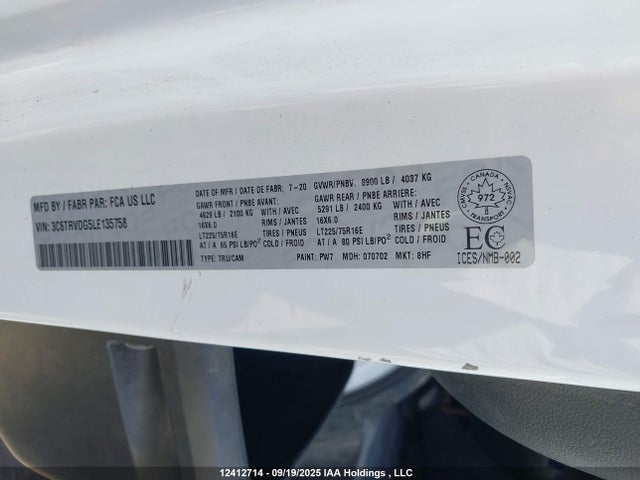 RAM 2020 2020 3C6TRVDG5LE135758 Image 9