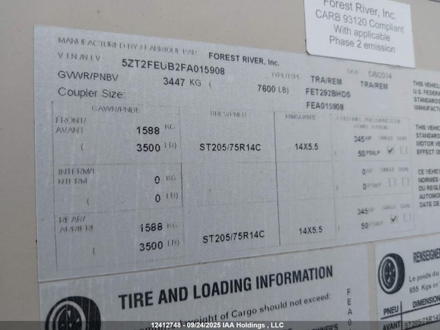 Coachmen 2015 2015 5ZT2FEUB2FA015908 Image 13
