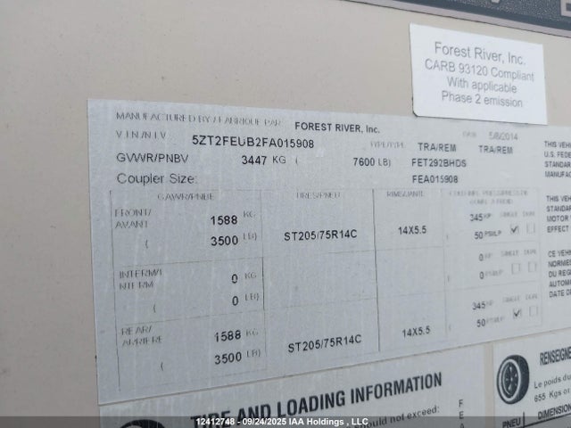 Coachmen 2015 2015 5ZT2FEUB2FA015908 Image 9