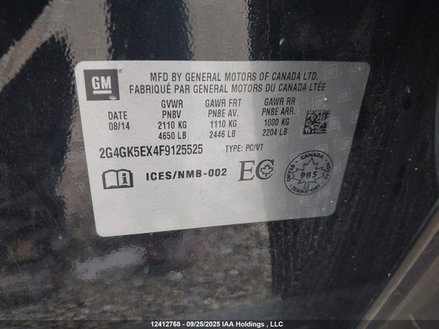 Buick ltg 2015 2G4GK5EX4F9125525 Image 9