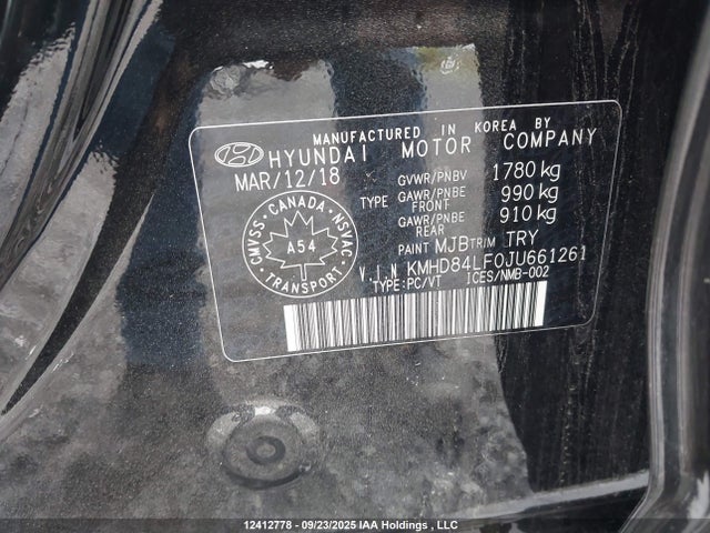 KMHD84LF0JU661261 Hyundai mpi nu