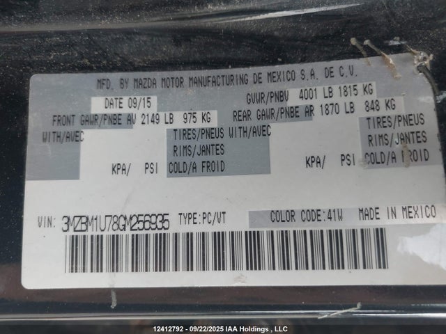 3MZBM1U78GM256935 Mazda pe