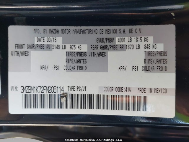 3MZBM1K72FM206114 Mazda pe