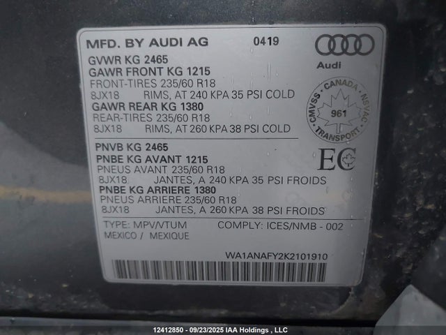 WA1ANAFY2K2101910 Audi Q5